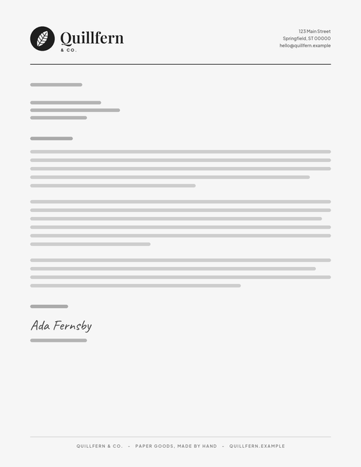 Letterhead angle example